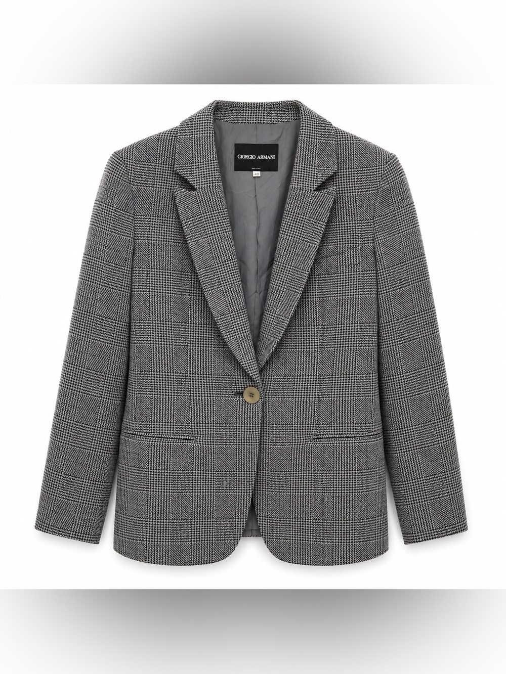 Giorgio Armani Men’s 40R Gray Glen Plaid Sport Coat Blazer Made in Italy Wool